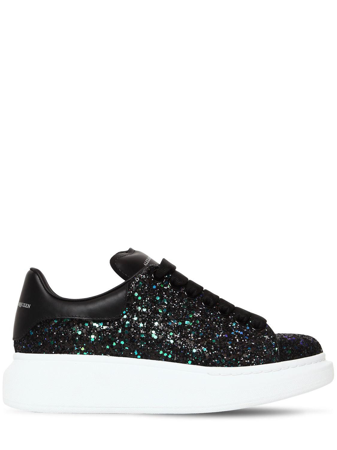 alexander mcqueen black glitter trainers