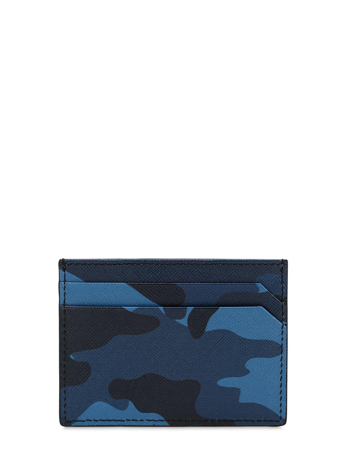 Montblanc Camouflage Leather Card Holder in Blue for Men | Lyst