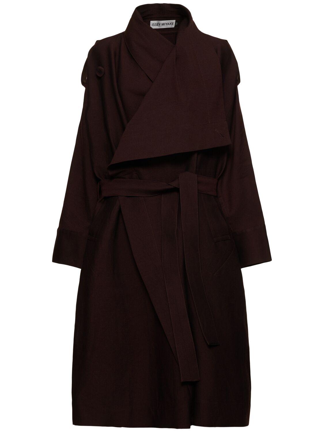 【送料&関税込】Issey Miyake Long Washi Wool Coat In Brown ISSEY MIYAKE Nylon Wool Long Coat Brown M | PLAYFUL
