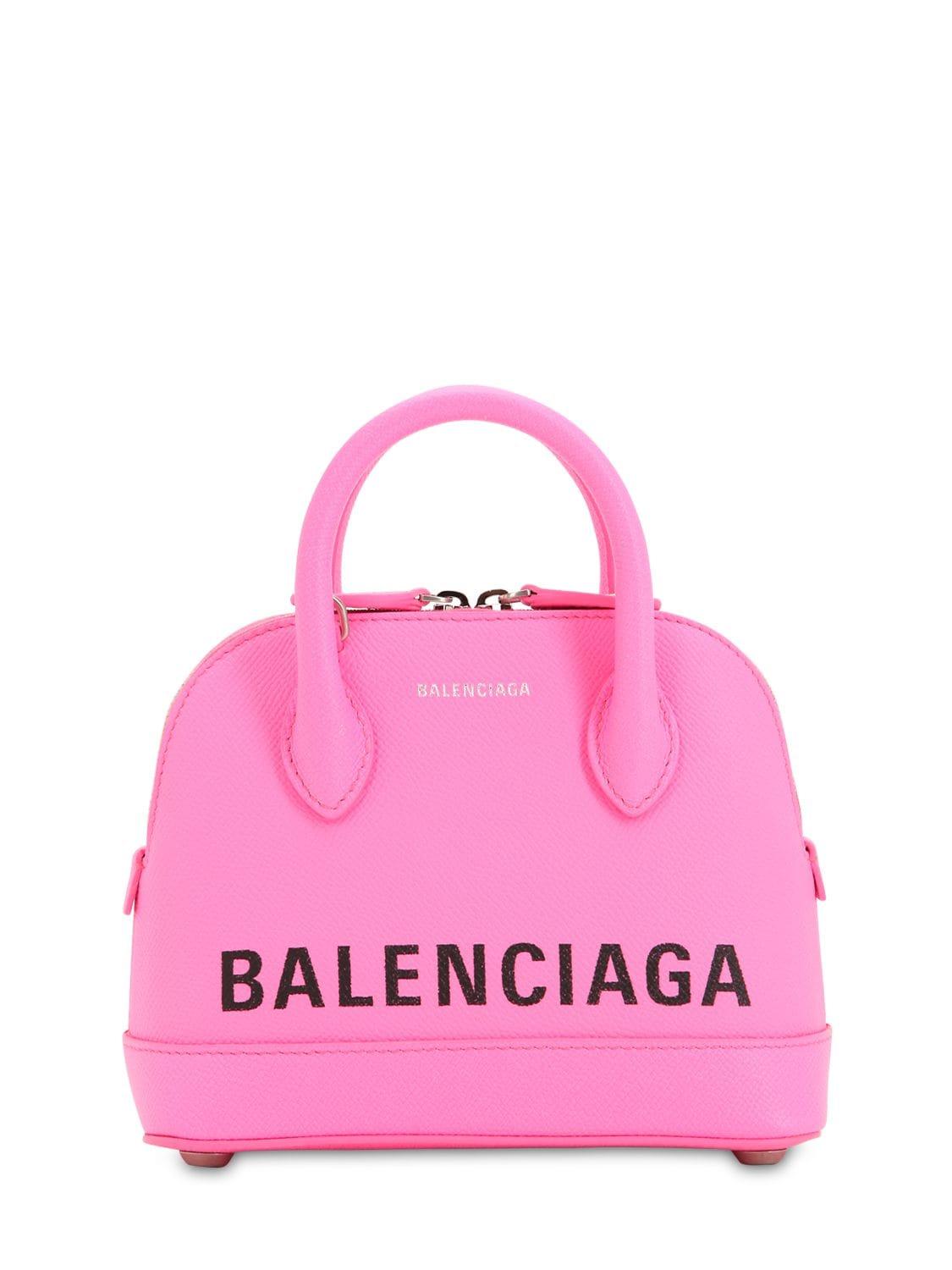 Balenciaga Ville Xxs Aj Top-handle Bag With Logo in Acid Pink 