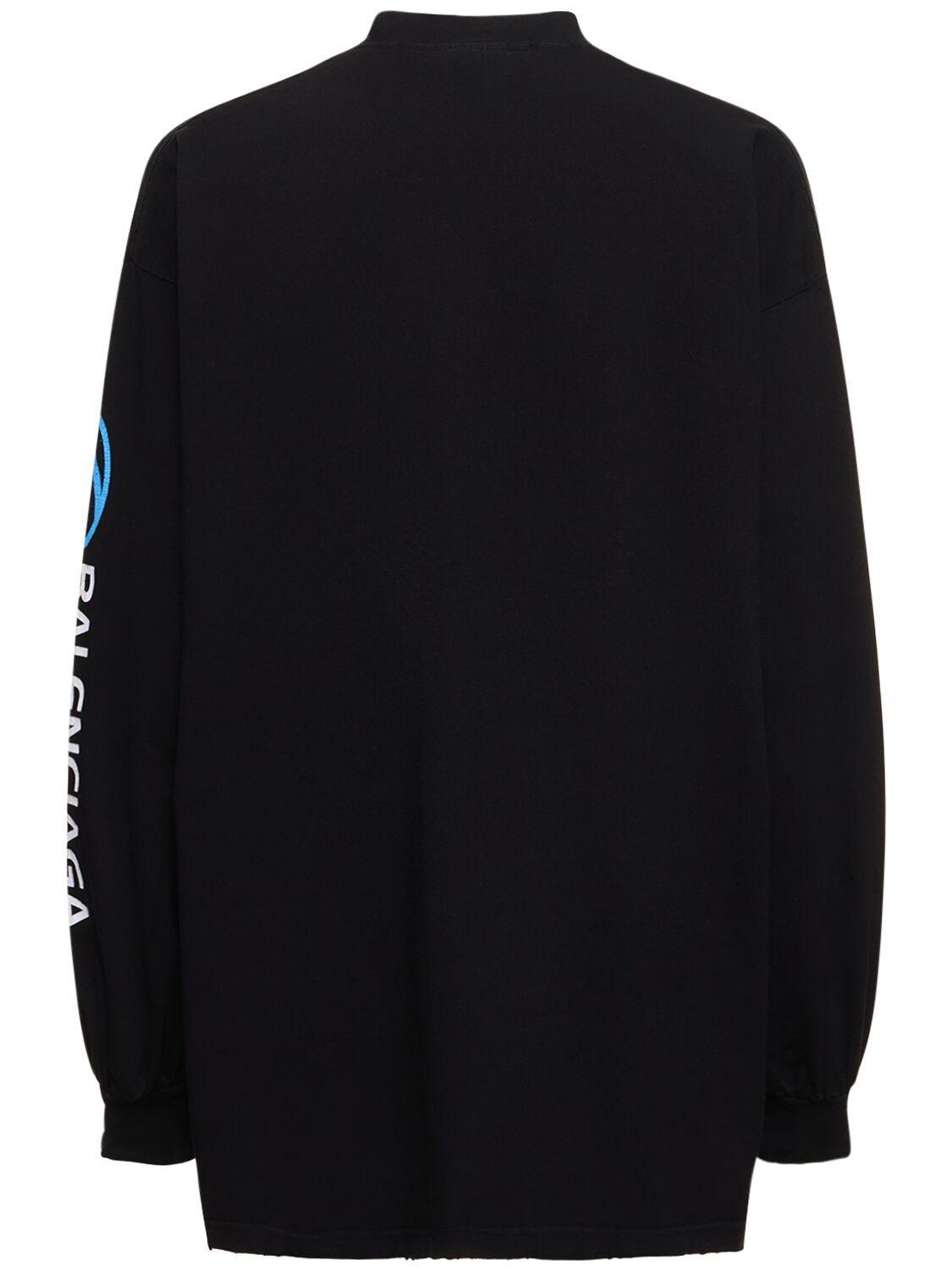 Balenciaga Surfer Cracked Vintage Cotton T-Shirt in Blue for Balenciaga Surfer Cracked Vintage Cotton T-Shirt in Blue for
