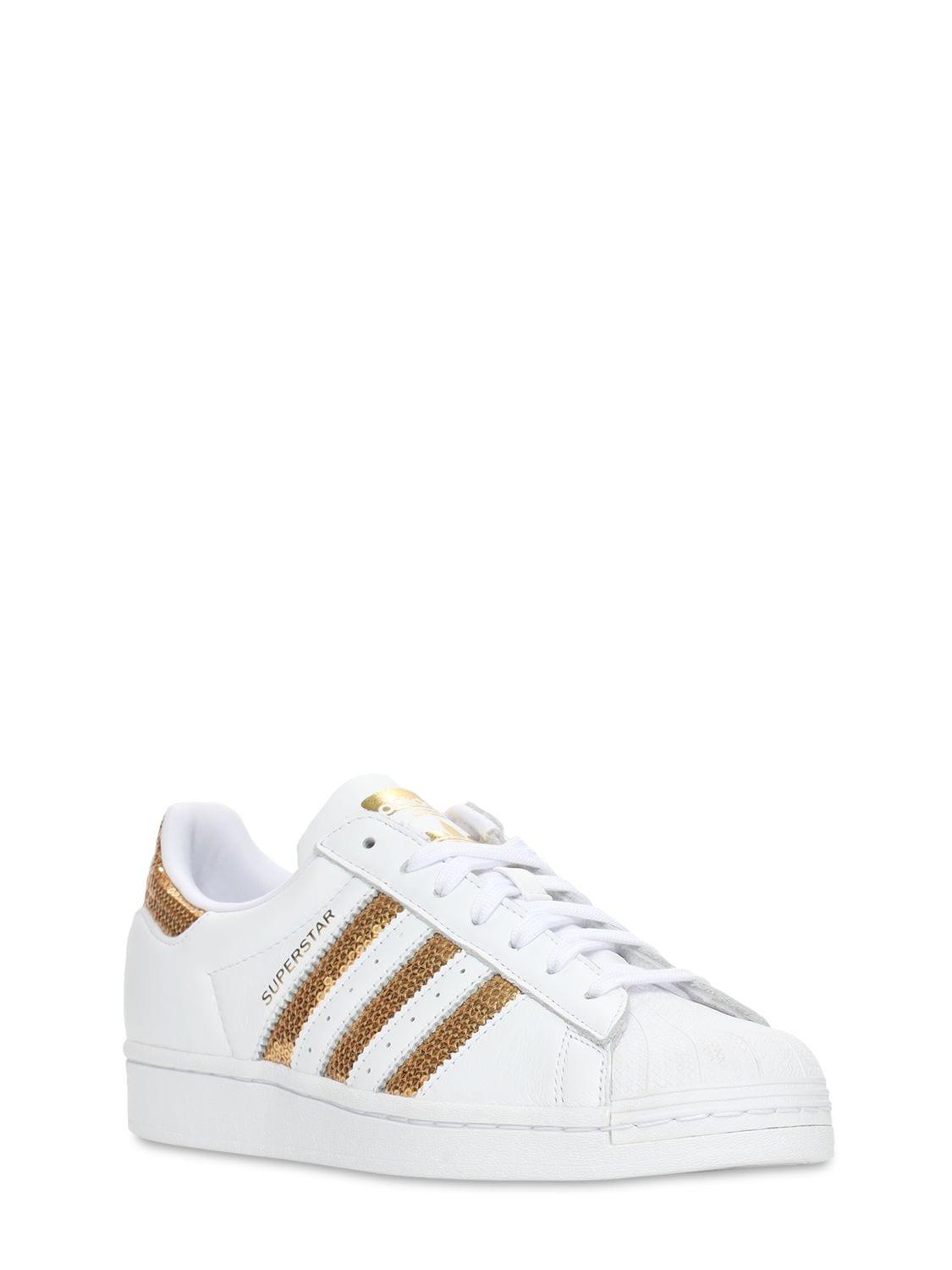 adidas Originals Superstar Leather Sneakers W/ Sequins | Lyst