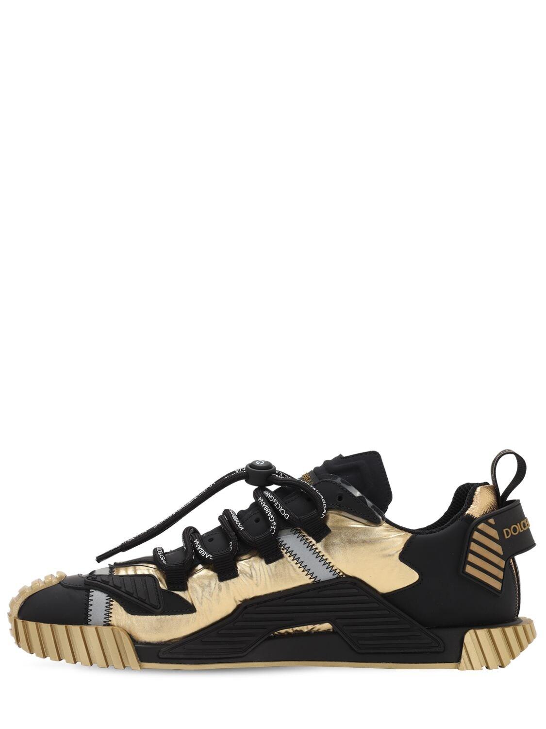 Dolce & Gabbana Rubber Ns1 Sneakers In Mixed Materials in Black/Gold ...