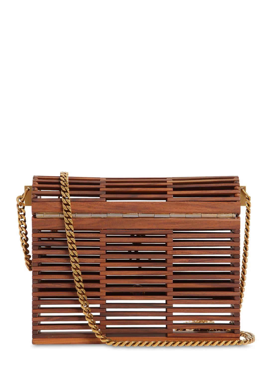 Saint Laurent Kate Wooden Cage Shoulder Bag in Brown Lyst