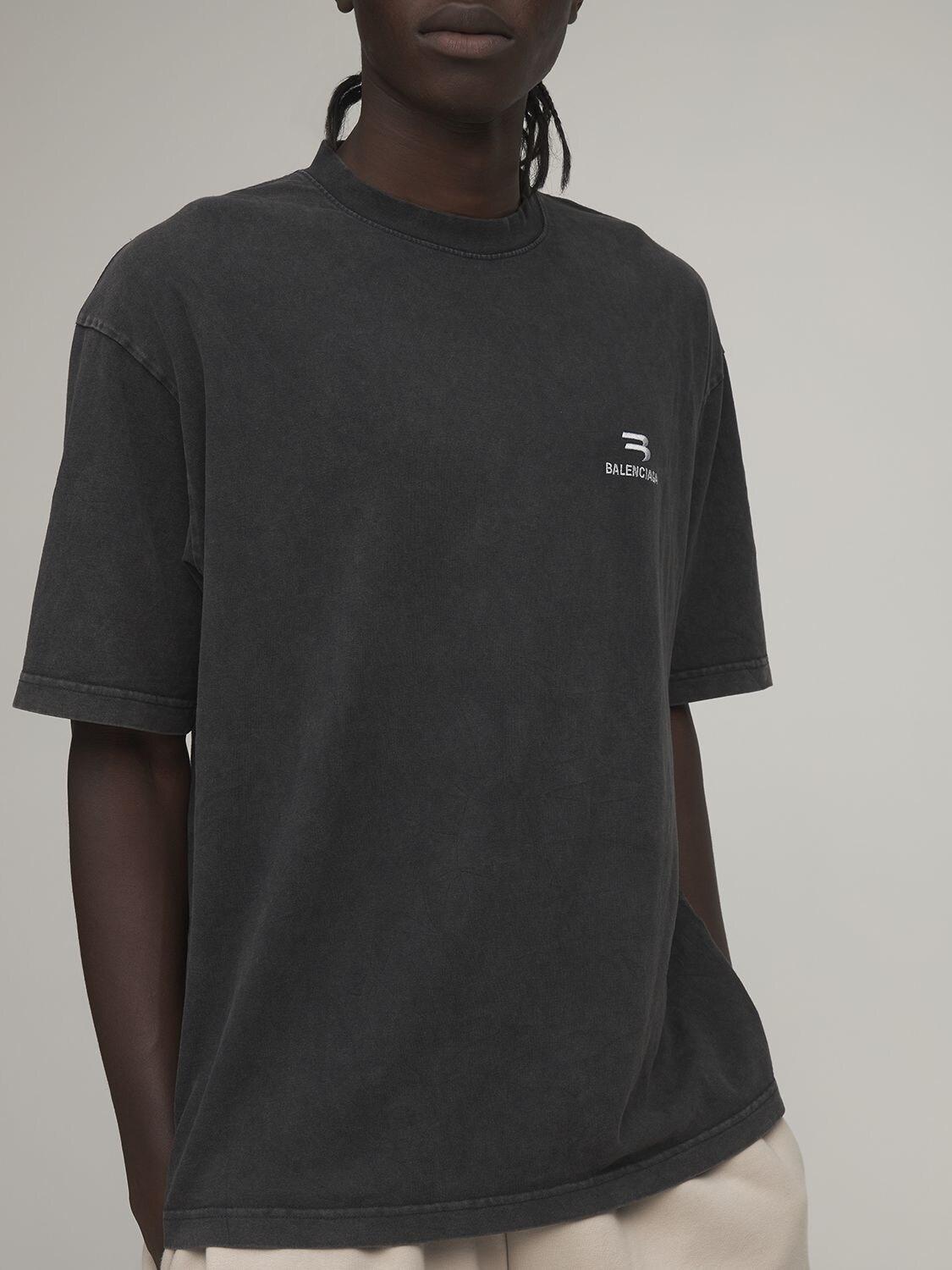 Pure Cotton Balenciaga T-Shirt for Men - Black - KDB Deals