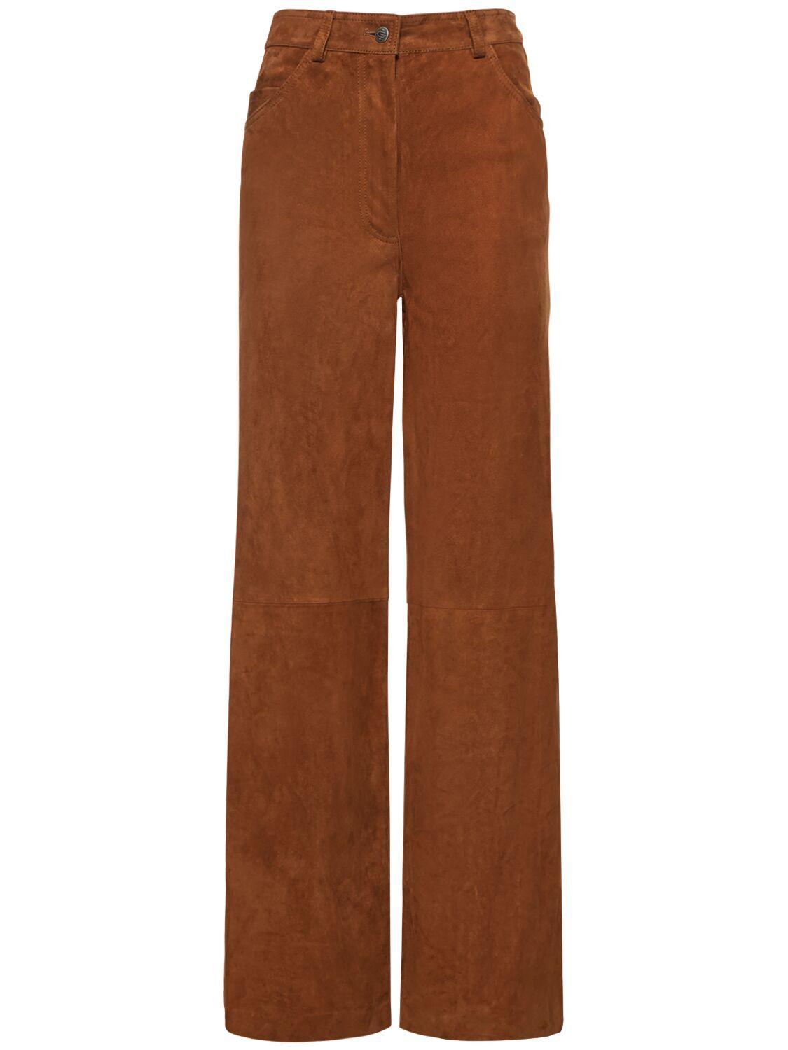 GIUSEPPE DI MORABITO Suede Leather Pants in Brown | Lyst