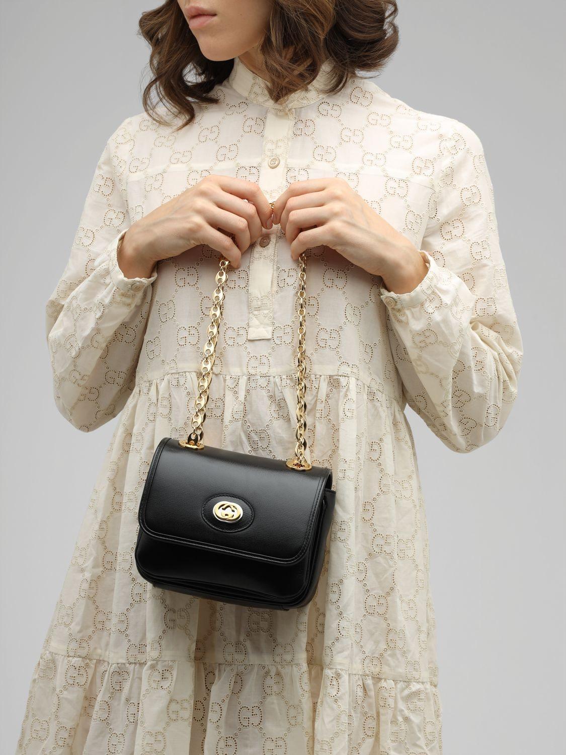 Gucci Mini Marina Leather Shoulder Bag in Black | Lyst
