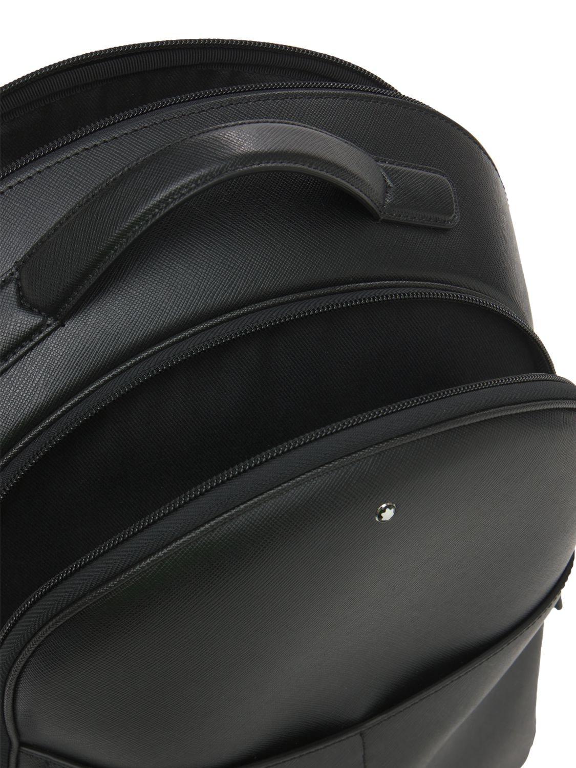 Montblanc Logo Leather Sartorial Small Backpack in Black for Men | Lyst