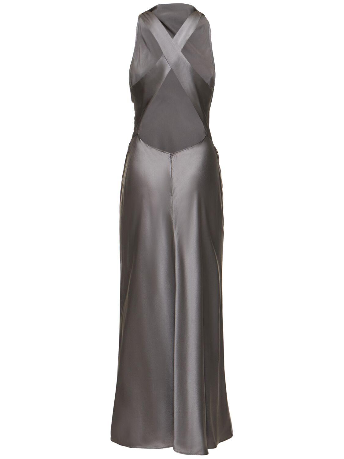 Grey silk midi dress best sale