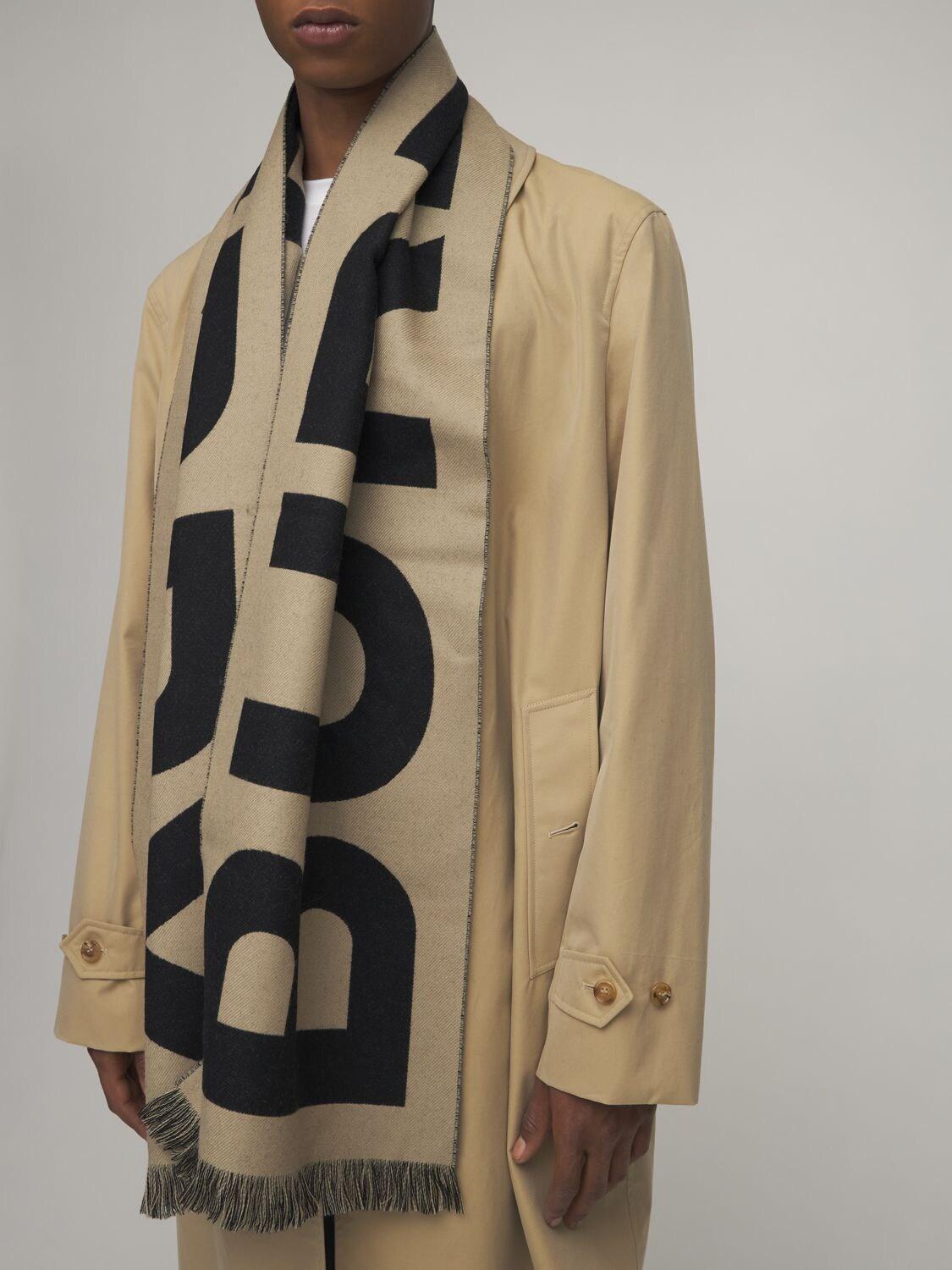 Burberry Logo Intarsia Wool Knit Scarf for Men | Lyst