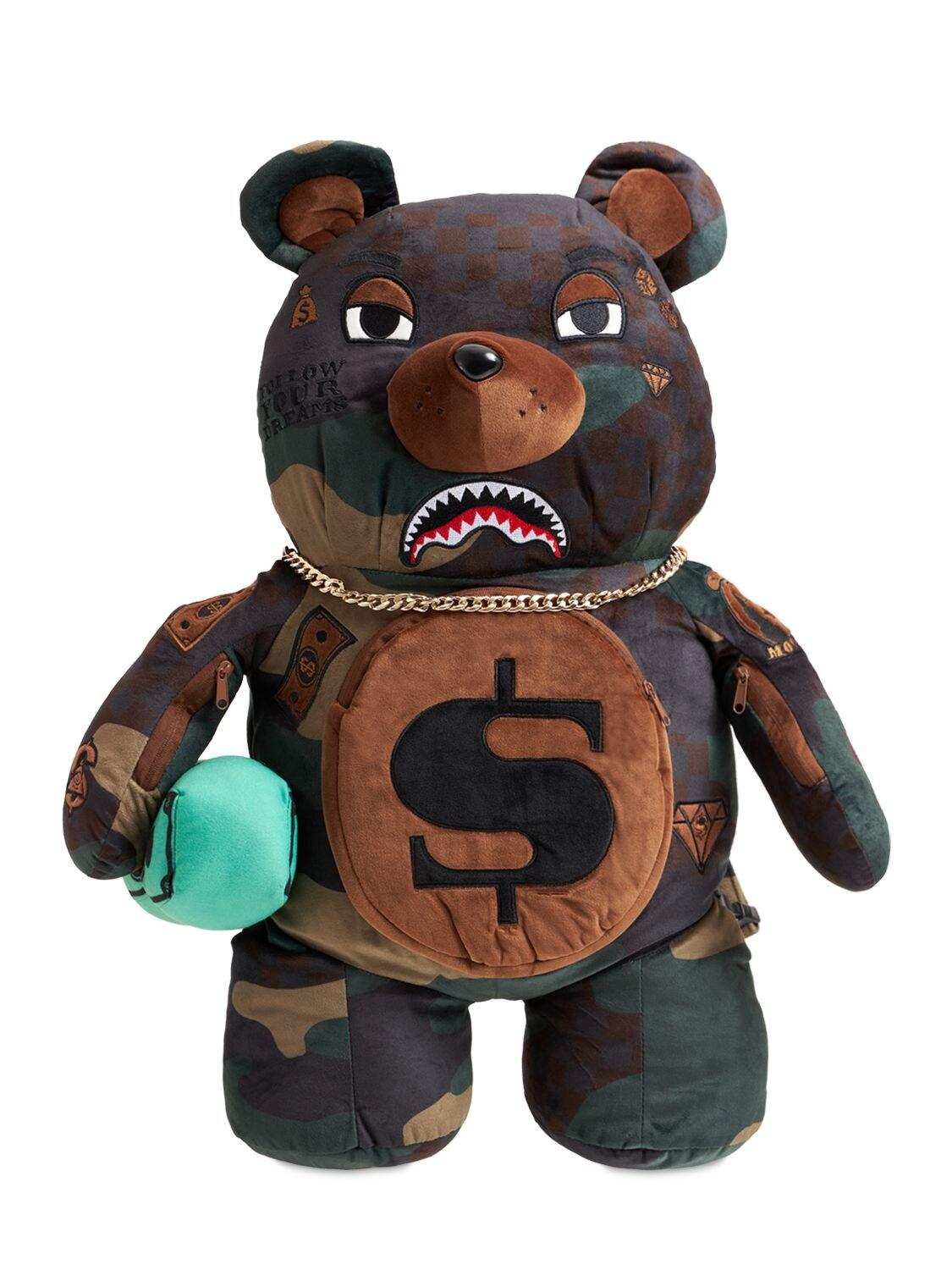 SPRAYGROUND Checks & Camo Teddy Bear Backpack - Camouflage