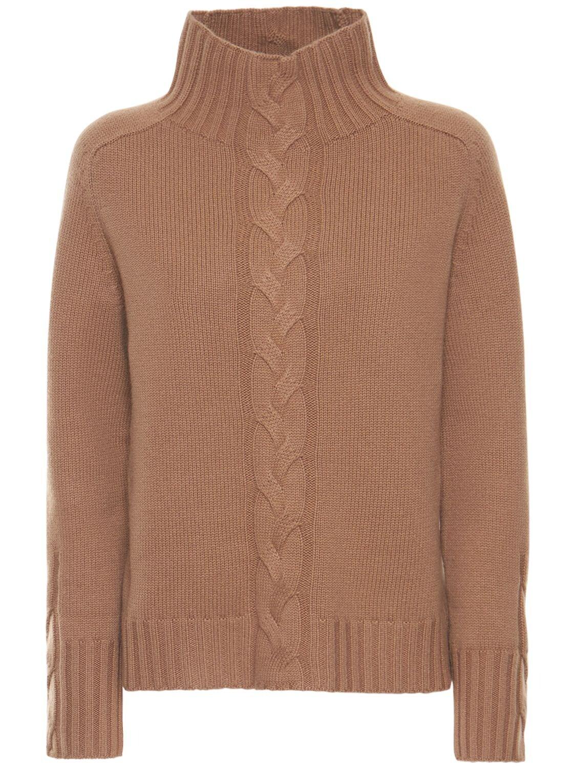 Max Mara Oceania Cable Knit Sweater in Camel (Brown) | Lyst