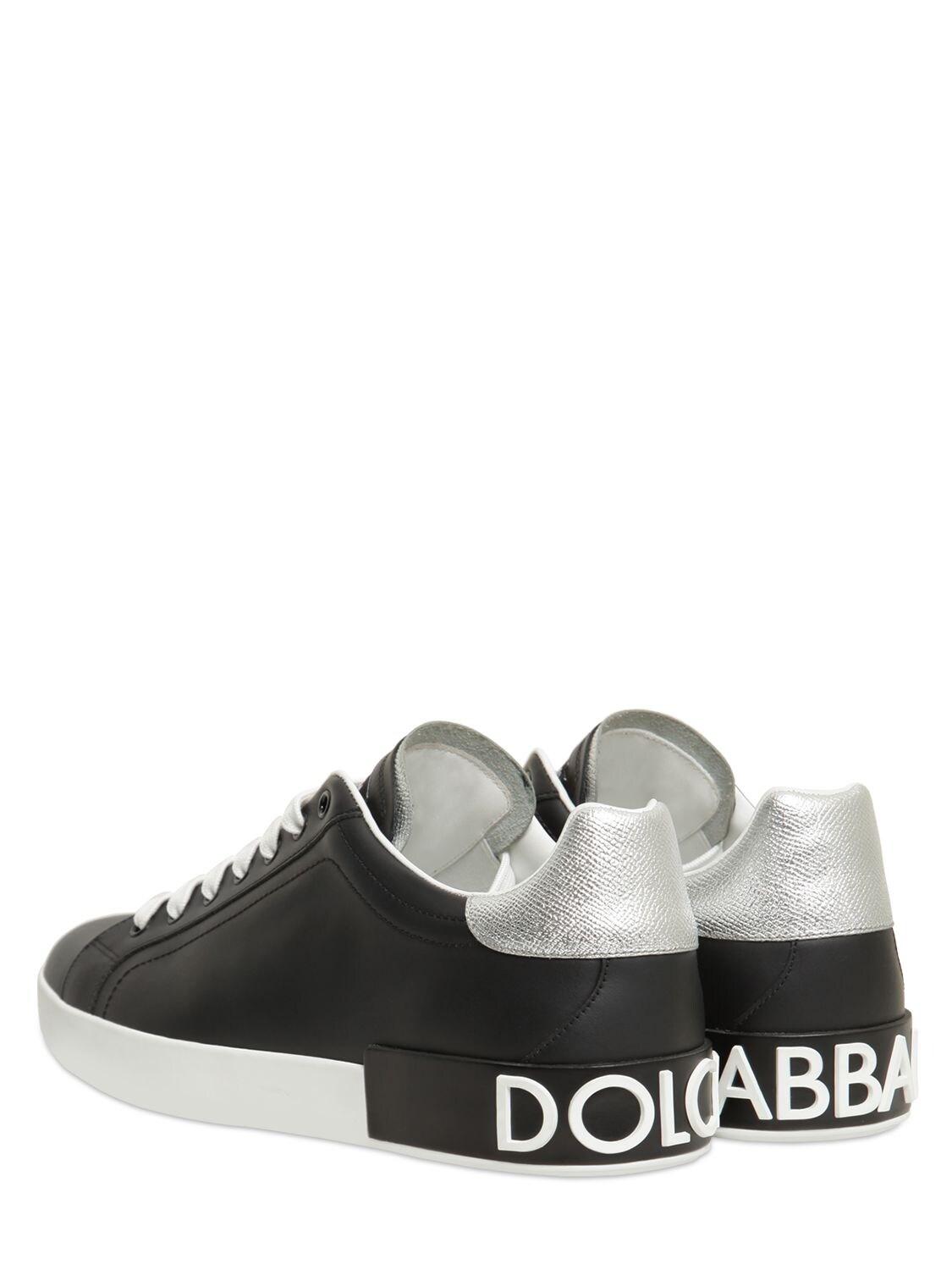 Dolce & Gabbana Portofino Leather Sneakers in Nero (Black) for Men ...
