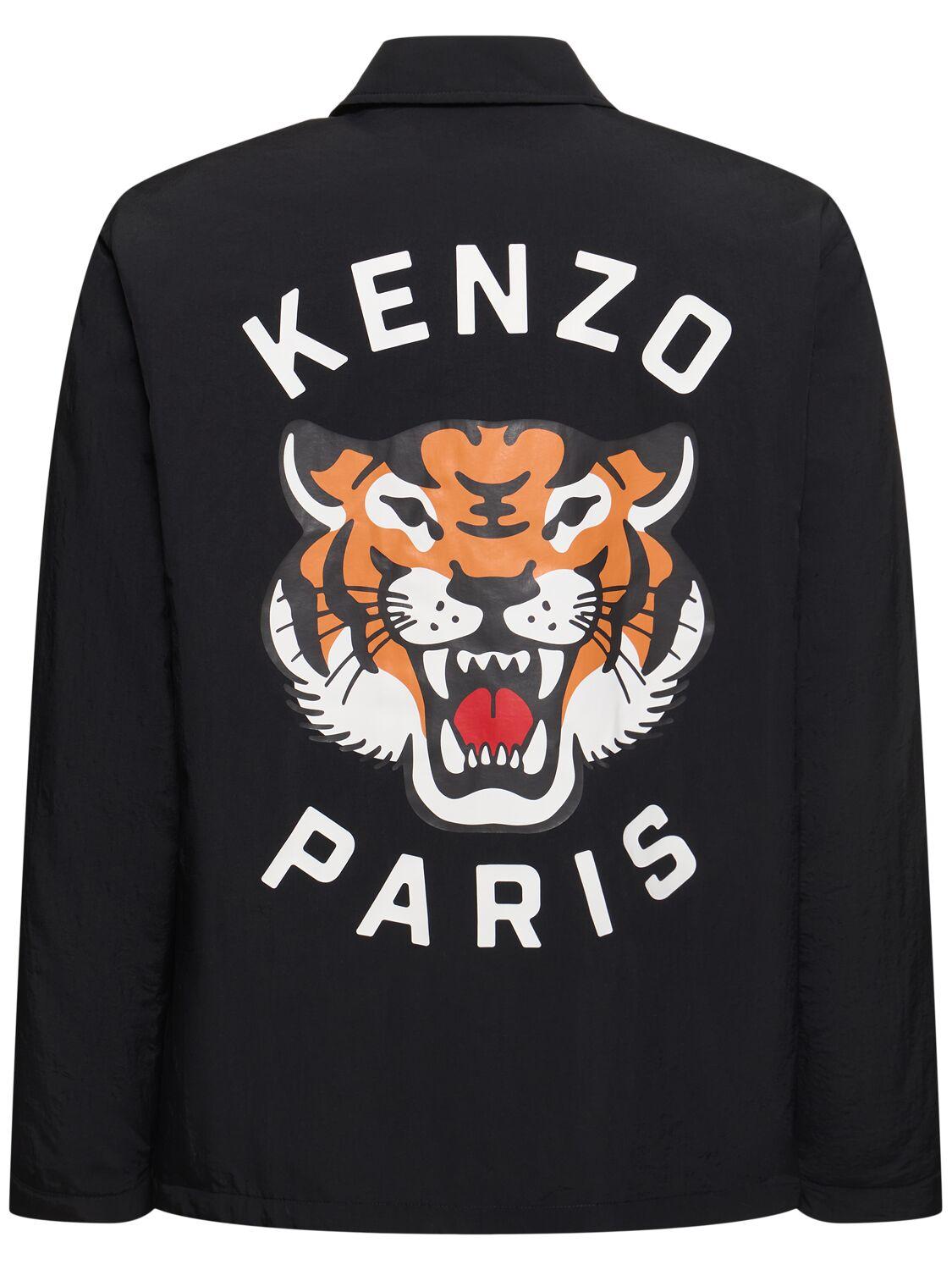 KENZO メンズ ブラック Tiger ナイロンコーチジャケット ジャケット