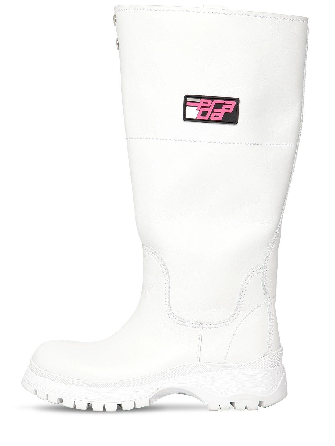 prada white and pink boots