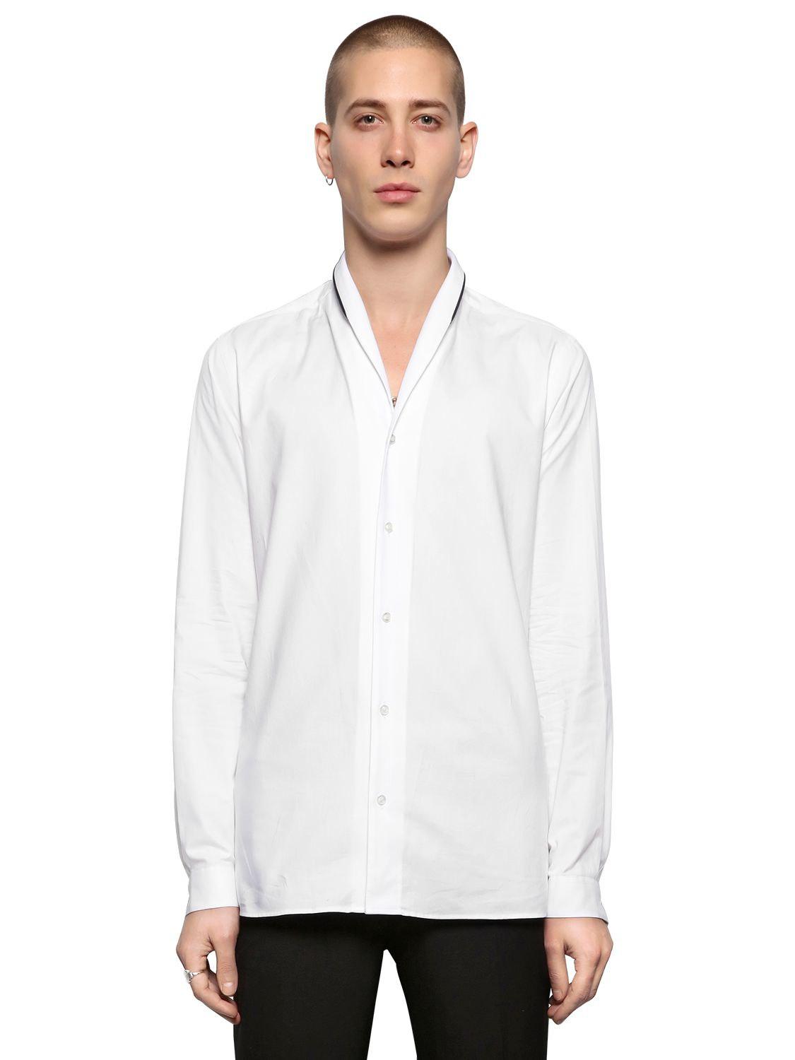 Chemise En Popeline De Coton Et Col Châle The Kooples pour homme en coloris  Blanc | Lyst