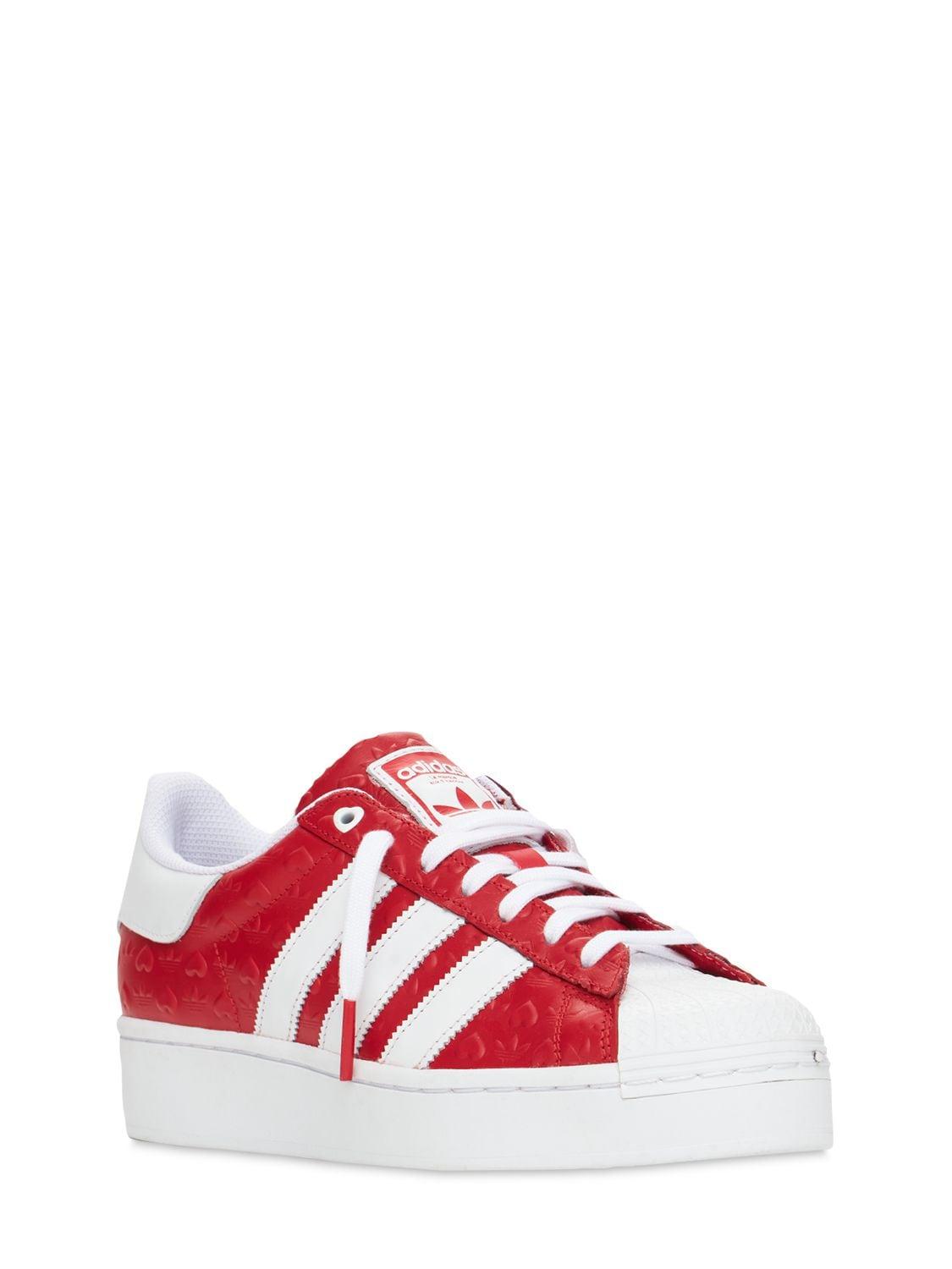 adidas Originals Leather Valentines Superstar Bold Sneakers in 