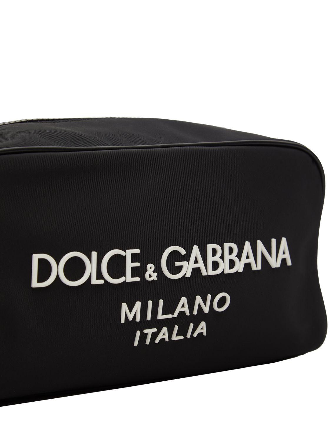 Dolce & Gabbana Rubberized Logo Toiletry Bag Black for Men |