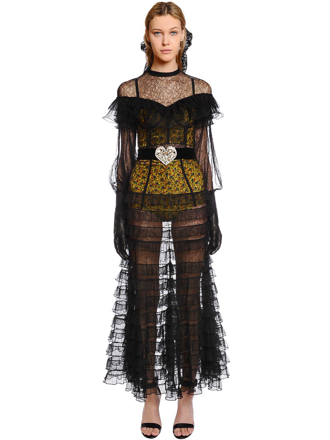 black sheer tulle dress