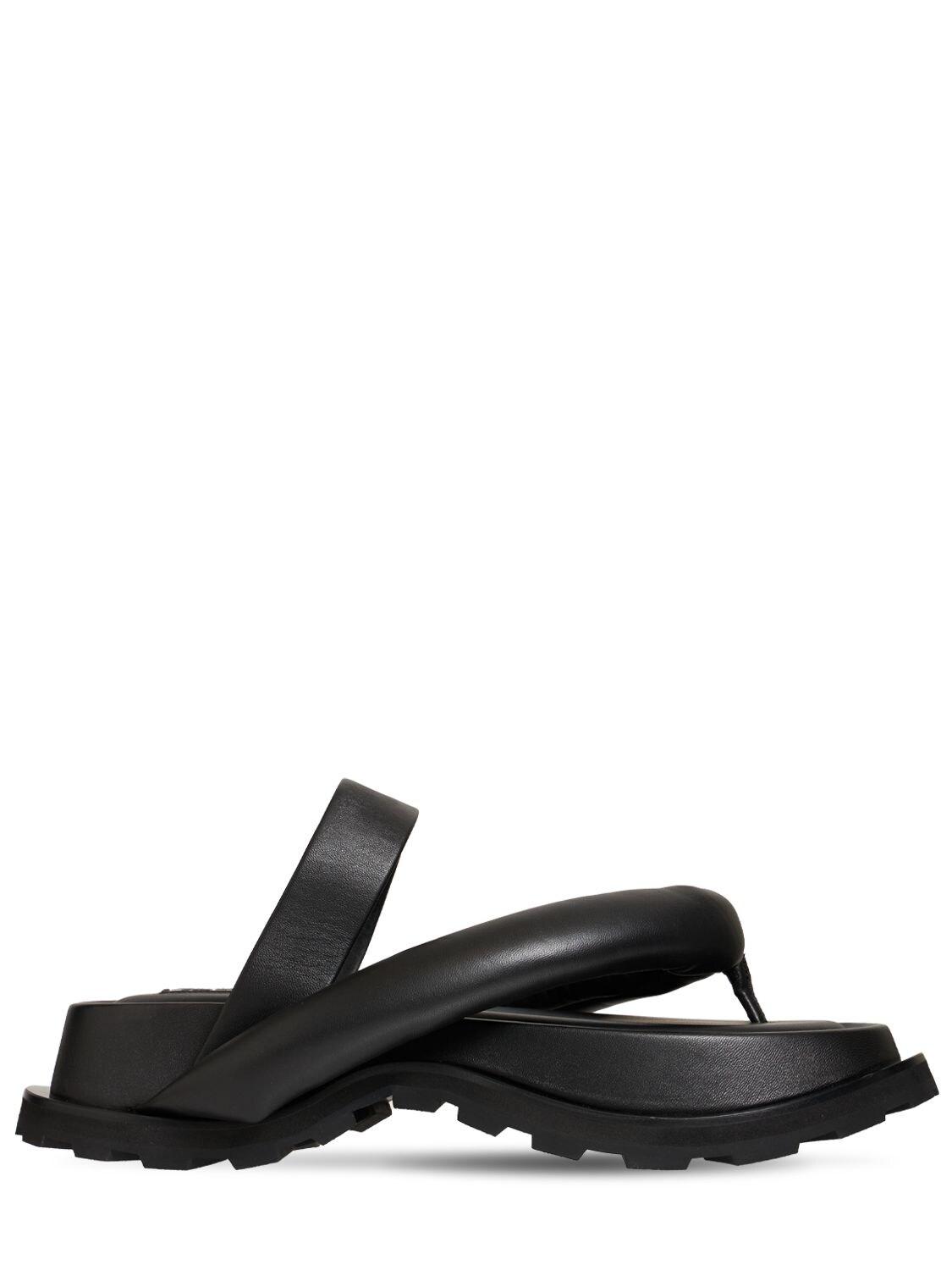 Jil Sander 40mm Padded Leather Thong Sandals in Black | Lyst