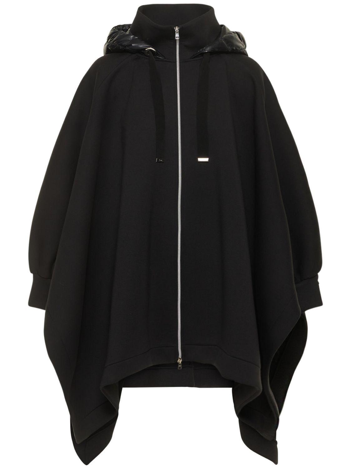 Herno Cape Coat W/ Down Hood in Black | Lyst