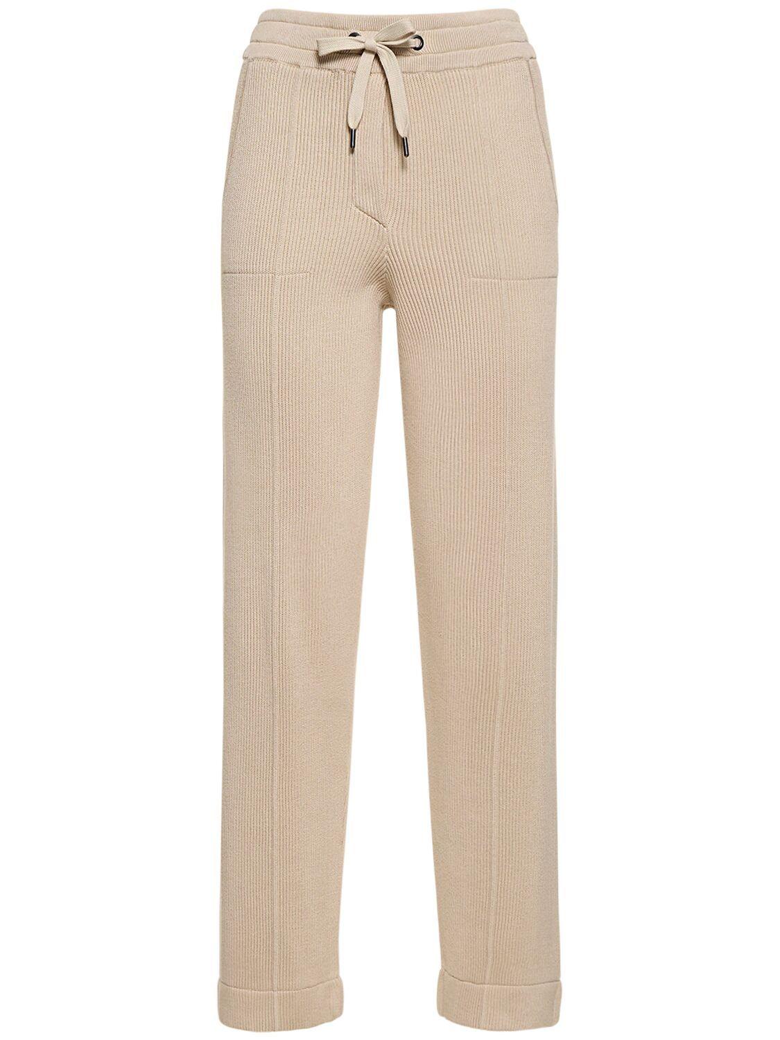 Brunello Cucinelli Cotton Knit jogger Pants in Natural