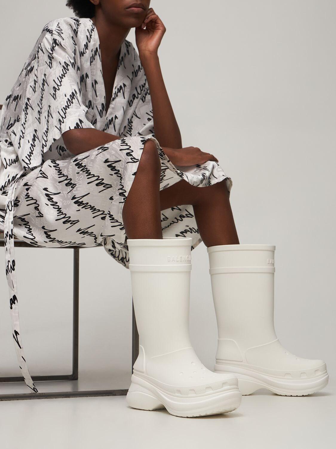 Balenciaga Crocs Rubber Boots in White  Lyst