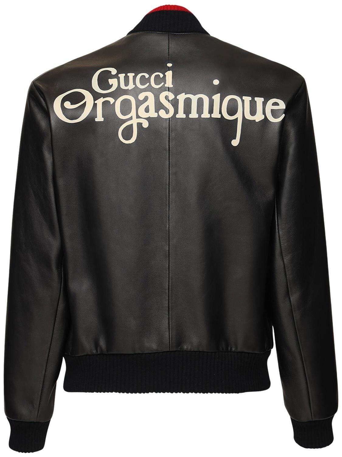 Gucci Orgasmique Soft Leather Bomber Jacket in Black for Men | Lyst