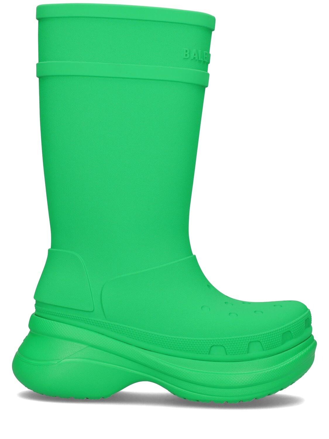 Balenciaga X Crocs Logo Chunky Rubber Boots in Green | Lyst