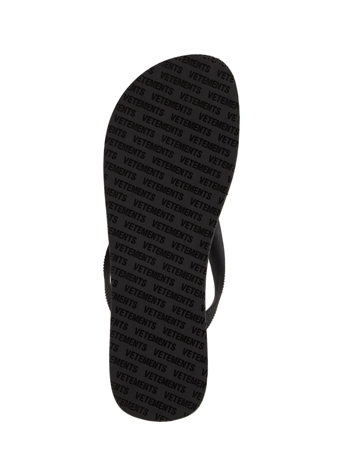 Vetements Logo Flip Flops in Black/White (Black) for Men - Lyst