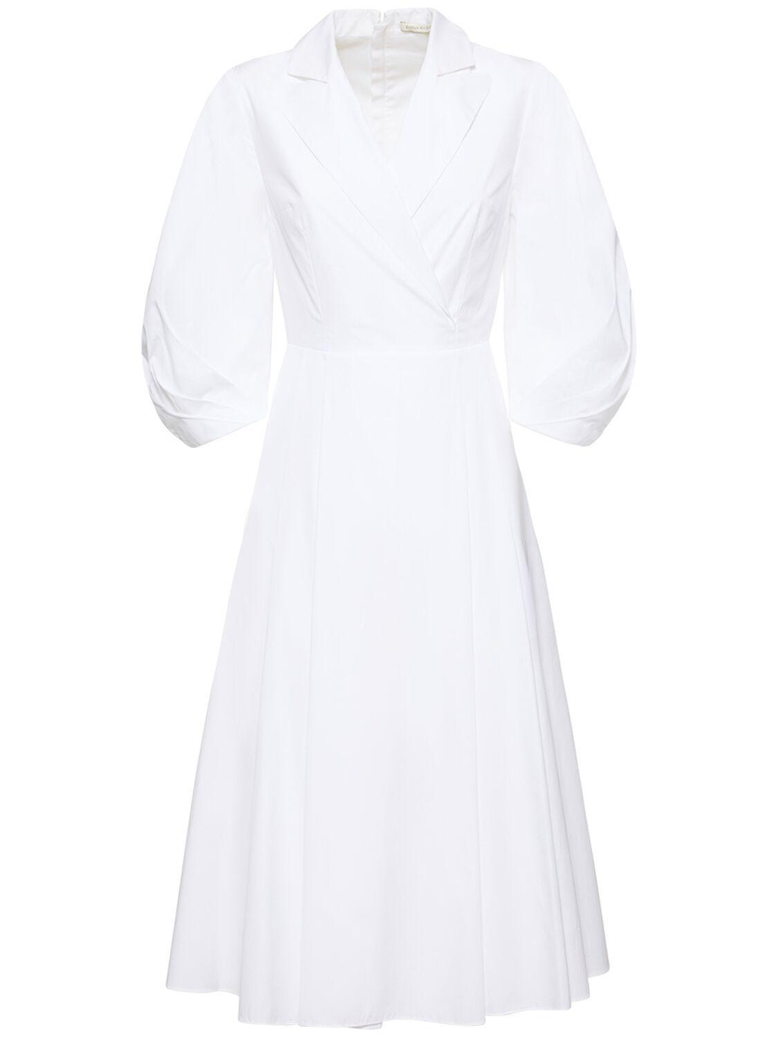 Emilia Wickstead Brittany Cotton Poplin Dress in White | Lyst