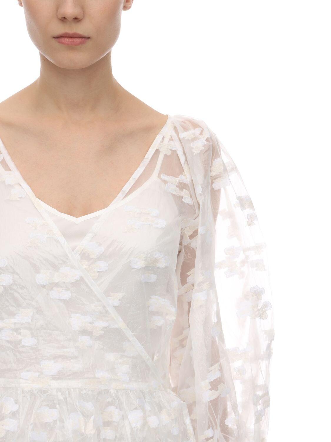 Cecilie Bahnsen Regitze Fil Coupé Organza Wrap Dress in White | Lyst