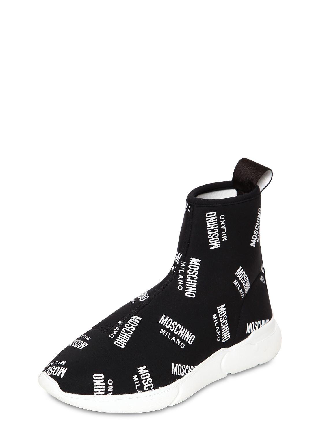 Moschino 20mm Logo Knit Sock Sneakers 