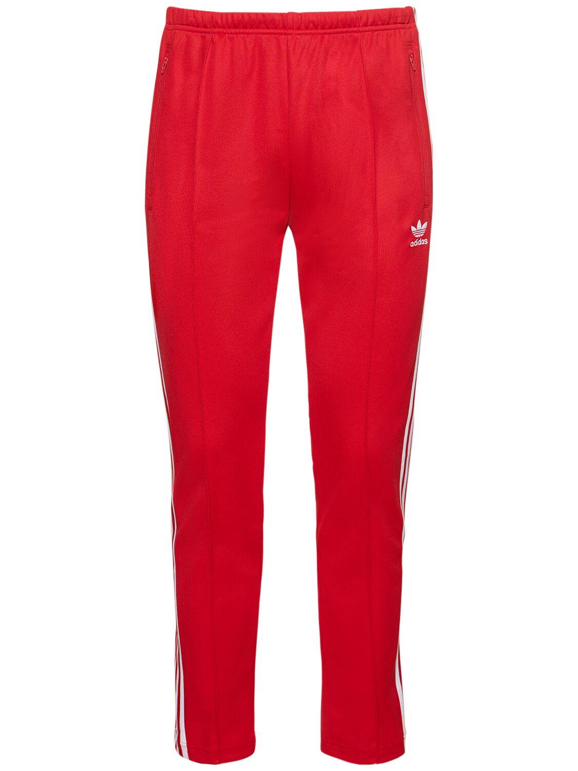 adidas Originals Beckenbauer Cotton Blend Track Pants in Red for