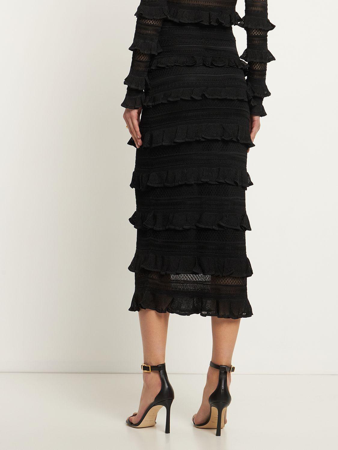 Zimmermann Wonderland Frill Midi Skirt in Black Lyst