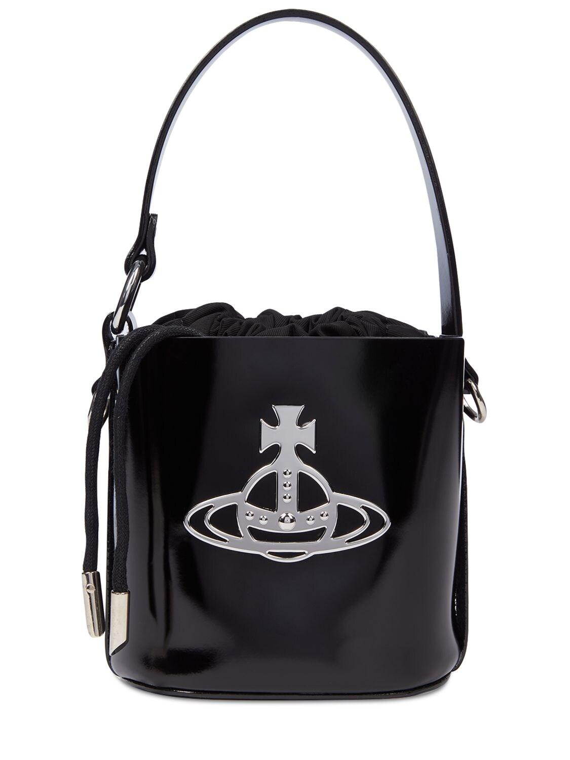 Vivienne Westwood Small Daisy Patent Leather Bucket Bag in Black 