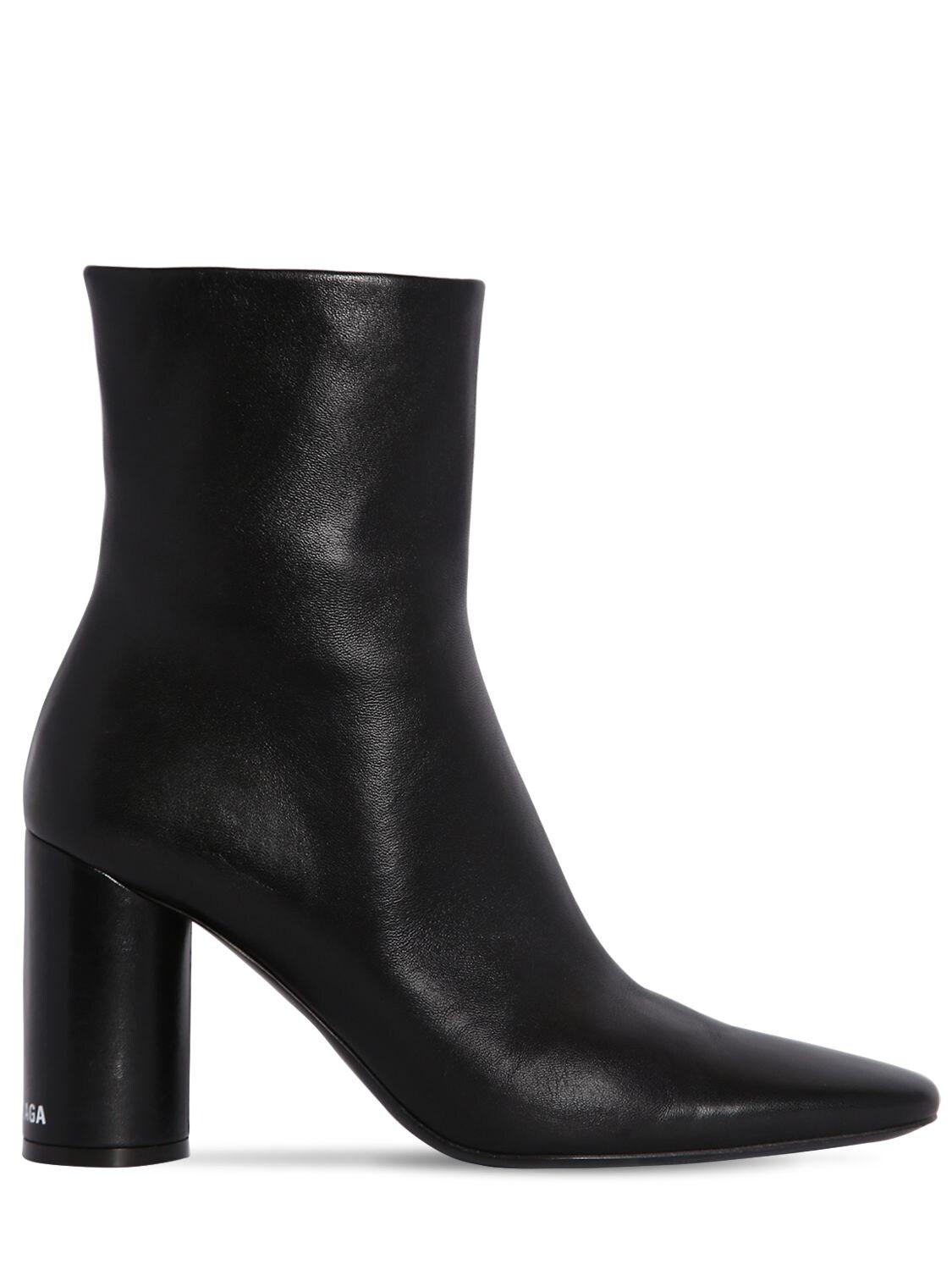 Balenciaga 90mm Oval Leather Ankle Boots in Black/White (Black) - Lyst