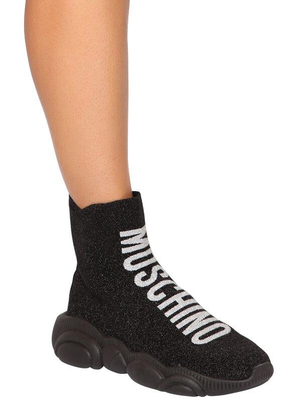 black sparkly sock trainers