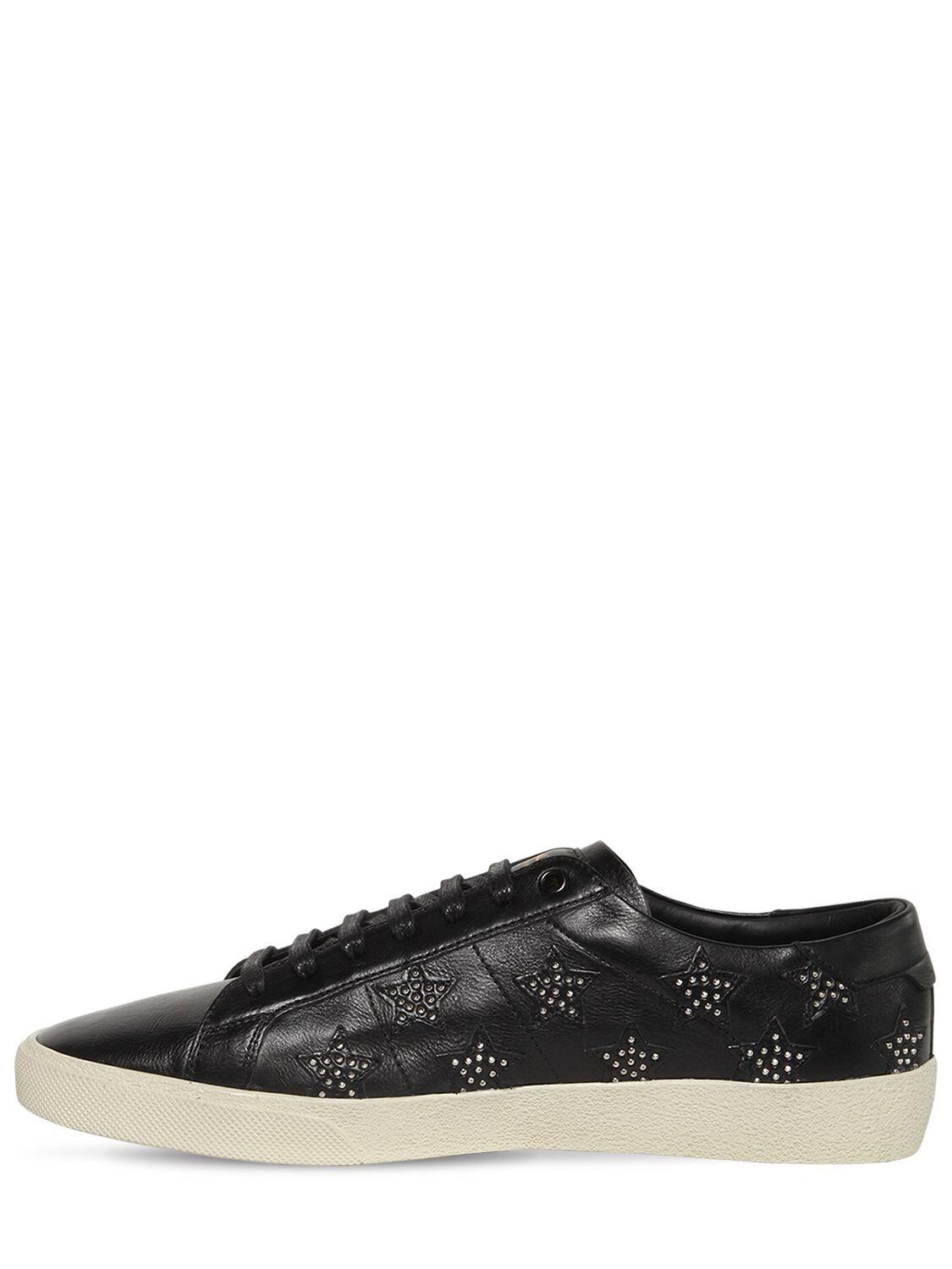 Saint Laurent Leather Sneakers W/studded Stars in Black for Men | Lyst