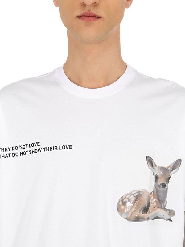 Burberry Bambi Print Cotton Jersey T-shirt in White for Men - Lyst