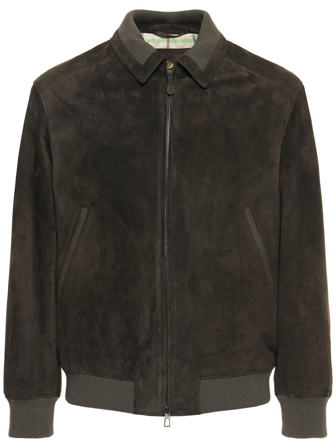 Loro Piana Kent Padded Smooth Suede Bomber Jacket in Army Green (Black ...