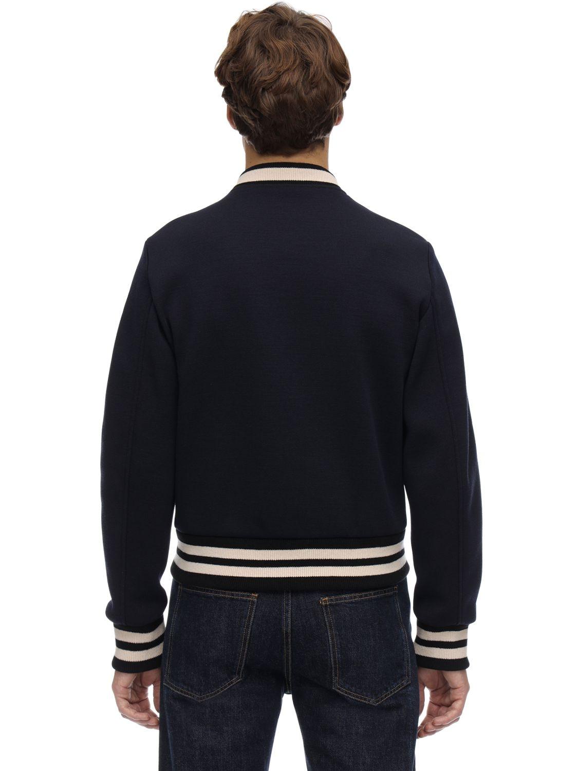 Gucci Jersey Wool Bomber Jacket in Blue for Men | Lyst UK