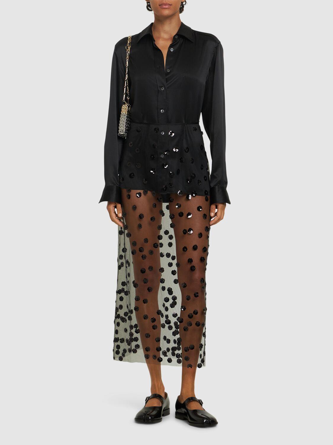 【Cecilie Bahnsen】GUS SKIRT GUS | SKIRT SEQUIN BLOSSOM TULLE BLACK