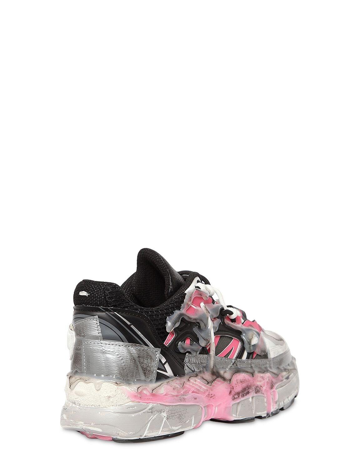 Maison Margiela 40mm Fusion Leather & Mesh Sneakers in Black/Pink (Black) - Lyst