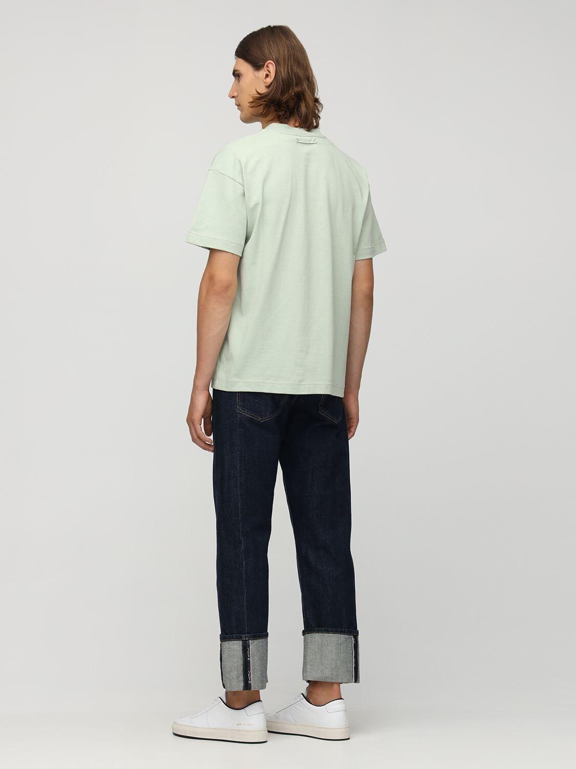 Jacquemus Logo Cotton T-shirt W/ Drawstring in Light Green (Green) for ...