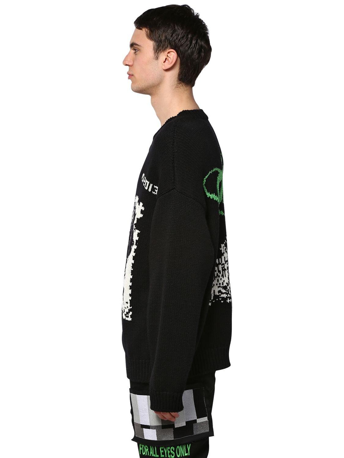 Off-White c/o Virgil Abloh Wool Ruined Factory Intarsia Sweater in 