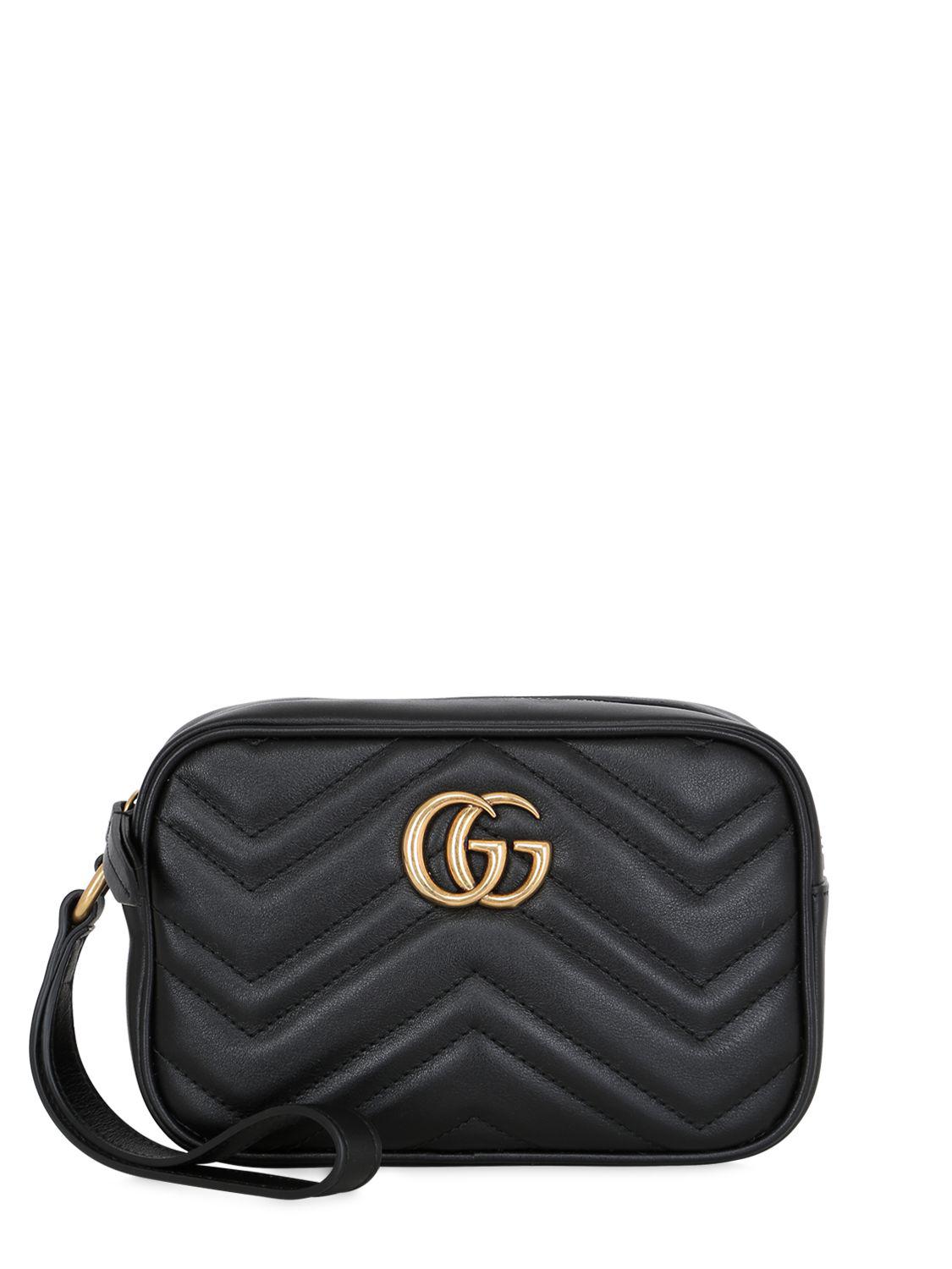 Gucci GG Marmont 2.0 Leather Shoulder Bag in Black - Lyst