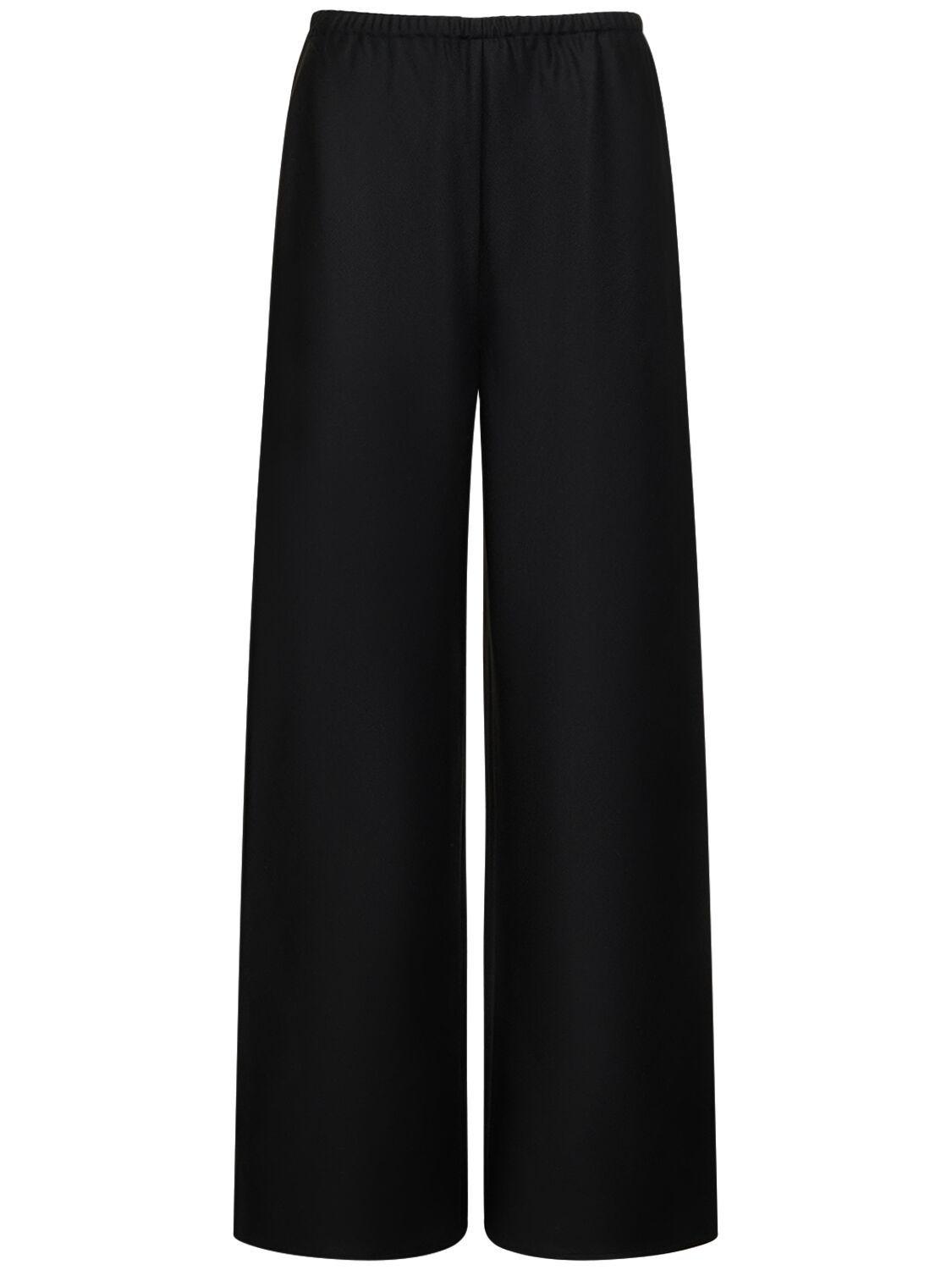 Wardrobe NYC Bias Cut Wool & Viscose Straight Pants in Black Lyst