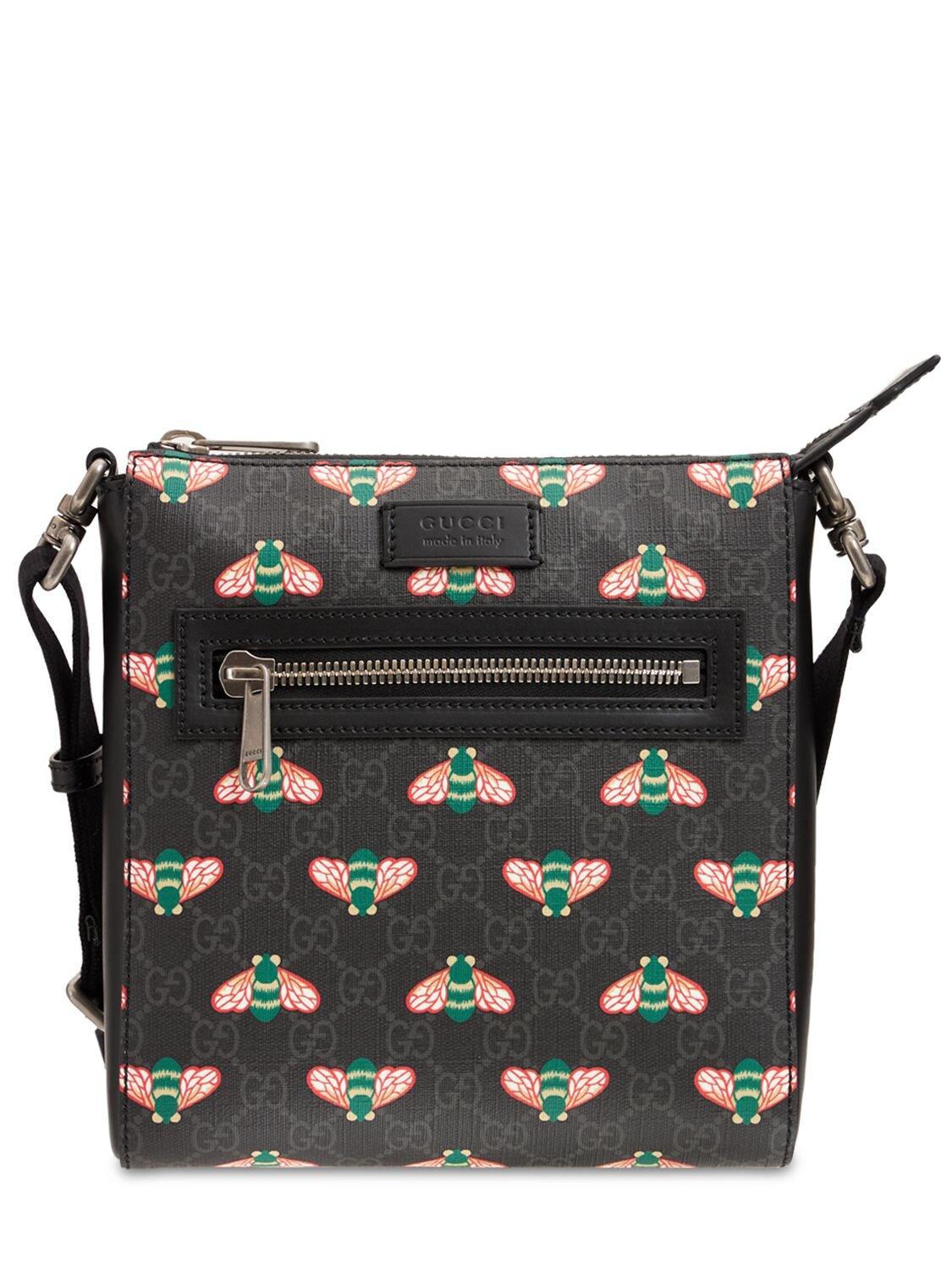 Gucci, Bags, Gucci Black Leather Bestiary Bee Gg Supreme Black Canvas  Cross Body Phone Bag