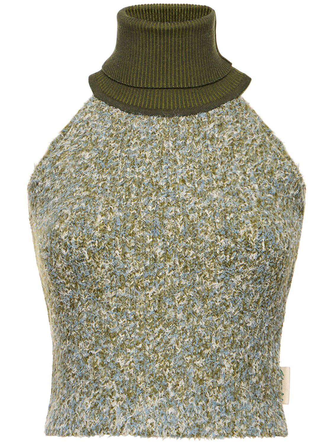 ANDERSSON BELL レディース グリーン ノースリーブニットトップ トップス
